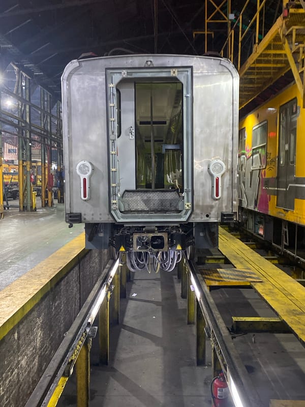 Buenos Aires Metro train observed during maintenance operations