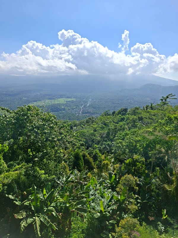 Morning mountain vista captured in Abang, Indonesia