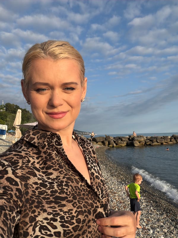 Afternoon at a pebble beach on the Black Sea, Sochi