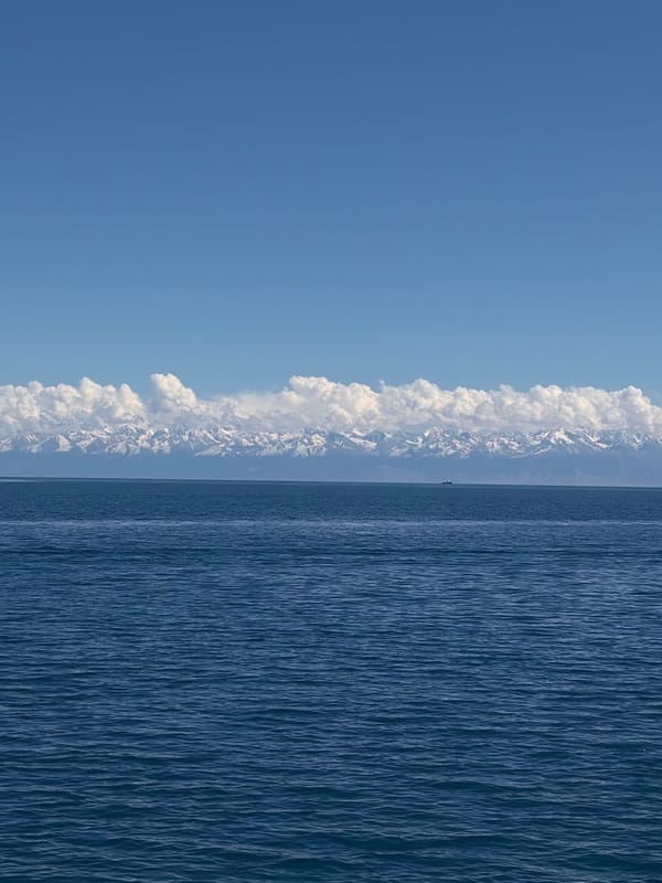 Clear morning views captured at Çolpon-Ata lakeside, Kyrgyzstan