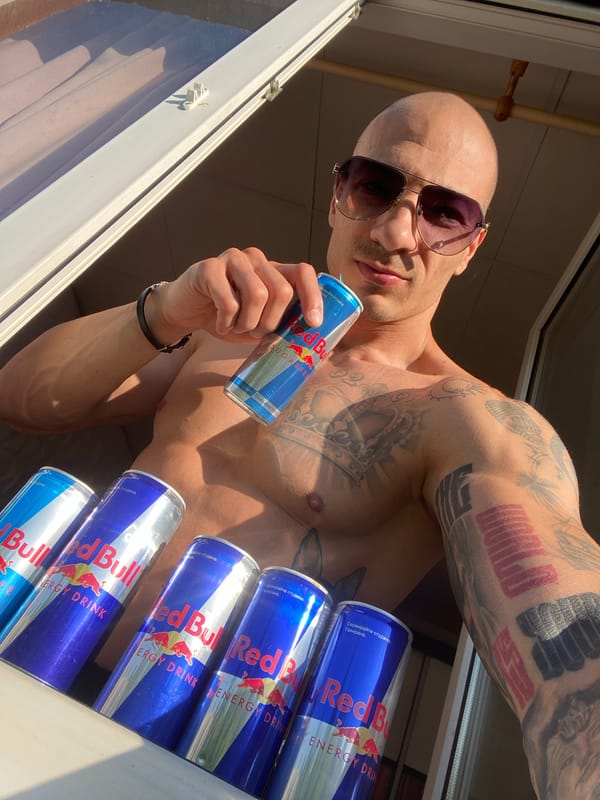 Man with Red Bull cans spotted in Pleven, Bulgaria