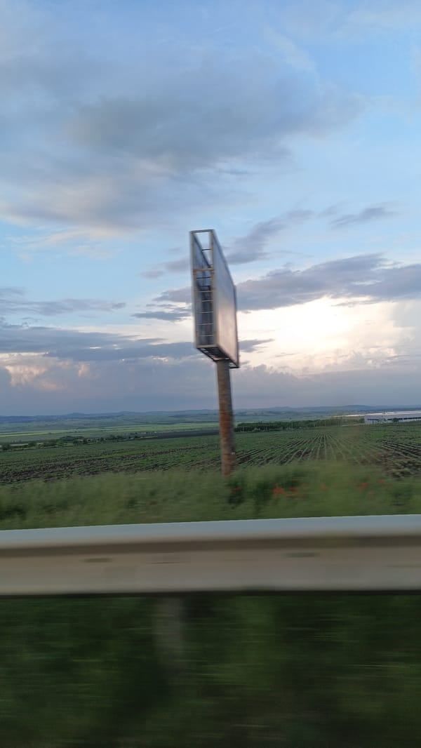 Rural farmland captured from moving vehicle near Burgas, Bulgaria