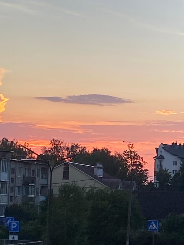 Golden hour skies and quiet domestic details from one evening