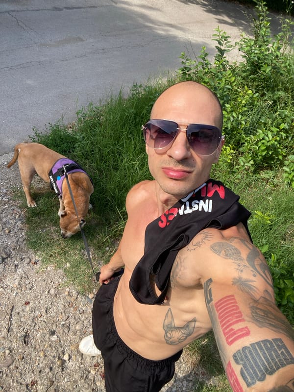 Afternoon selfie session with a pit bull in Pleven