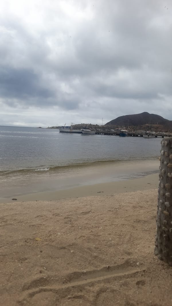 Overcast afternoon exploring Juan Griego harbor and coastline