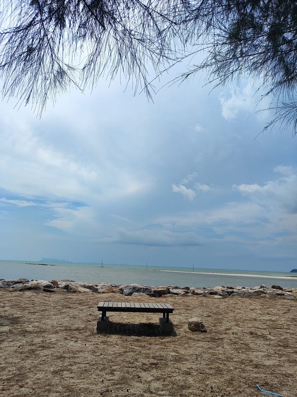 Morning beach scene captured in Nathon, Thailand
