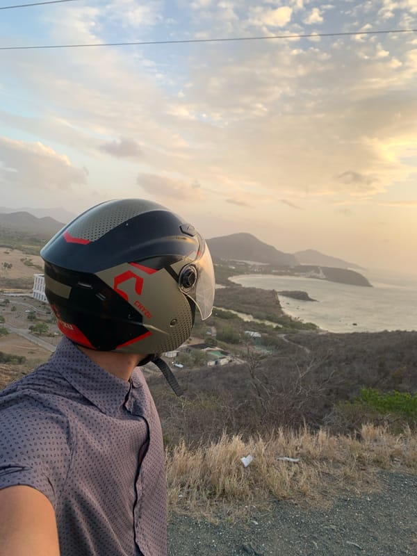 Sunset coastal views documented from elevated Pedro González vantage point