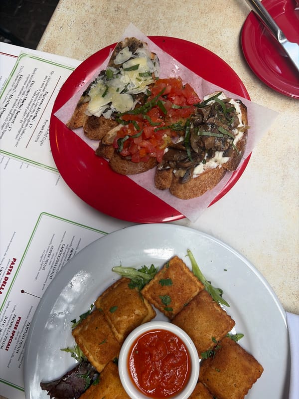 Evening dining experience documented at Austin Italian restaurant