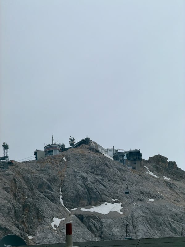 Zugspitze summit explored on a cloudy June afternoon
