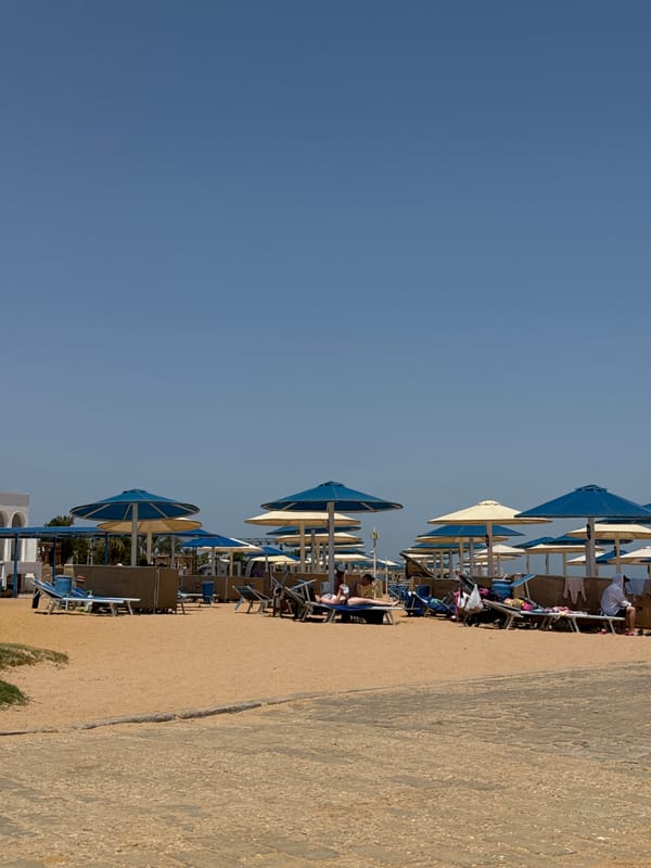 Sunny beach scene documented at Egyptian resort location