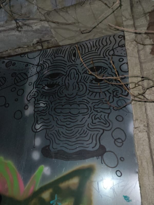 Multi-faced graffiti art documented on Sofia wall