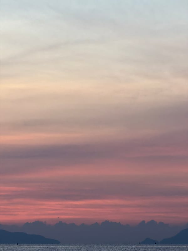 Sunset sky and sea near Hoi An, colors shifting across 13 minutes