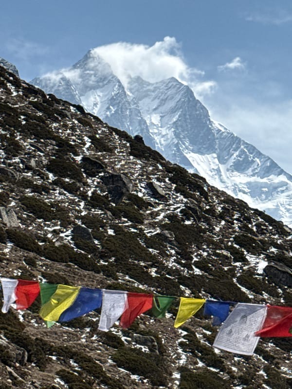 Mountain landscape photographed near Dingboche, Nepal in early morning