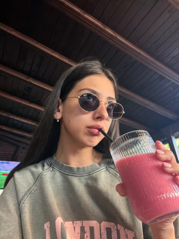 Young woman spotted drinking smoothie in Dupnitsa, Bulgaria