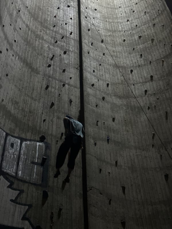 Urban rock climbing and street scenes documented Thursday evening