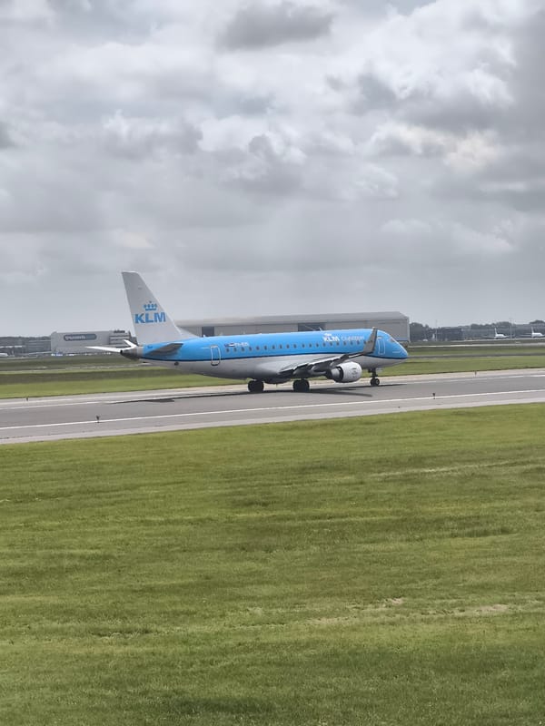 KLM aircraft spotted on runway during overcast morning