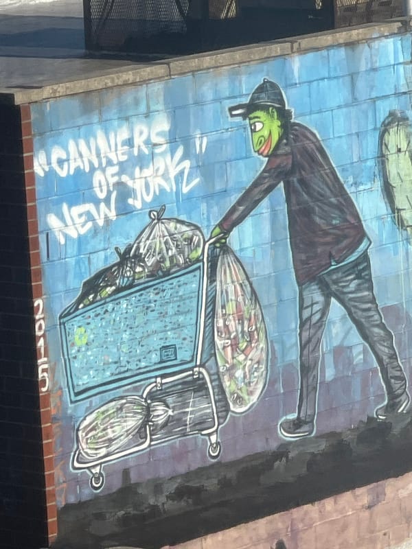 Street art and motorcycle incident captured in New York