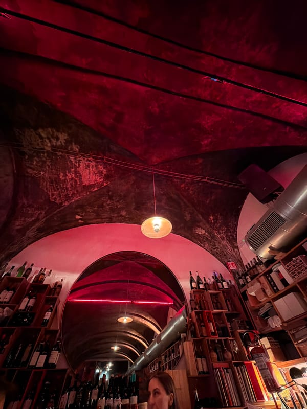 Wine bar evening in a historic Milan cellar