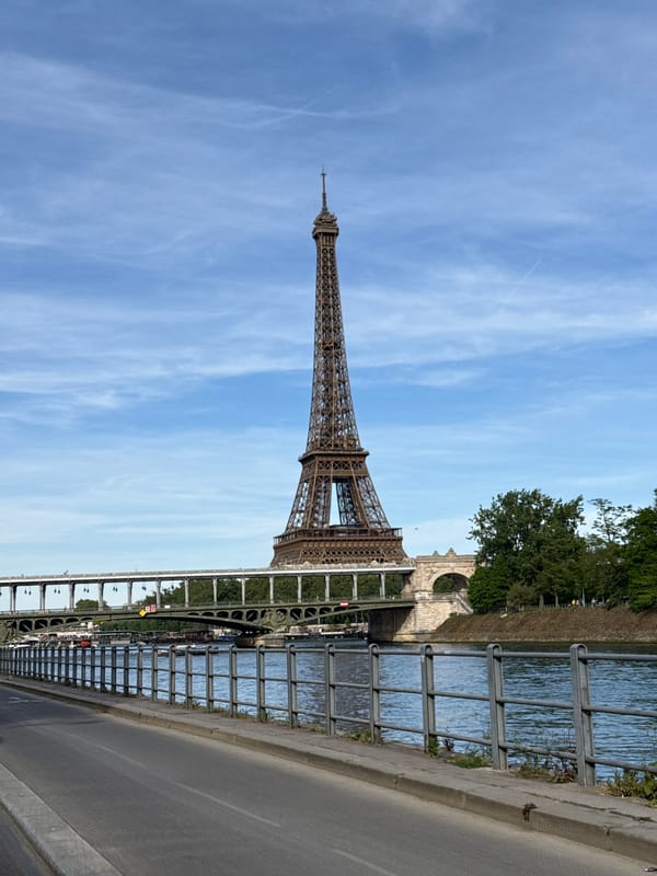 Tourist documents Eiffel Tower views from Seine riverbank