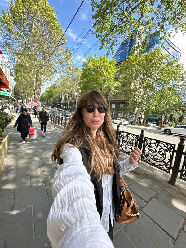 Morning street life documented around St. George Monument, Tbilisi
