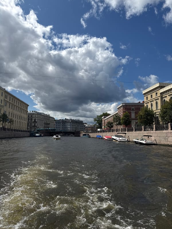 Canal boat tour through Saint Petersburg's historic waterways