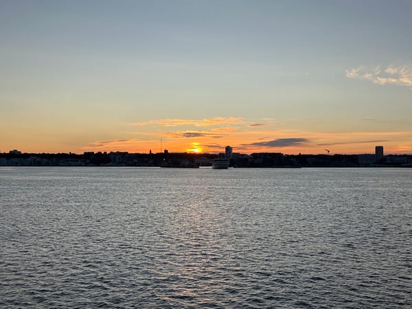 Golden sunset fades over the Öresund strait near Helsingborg