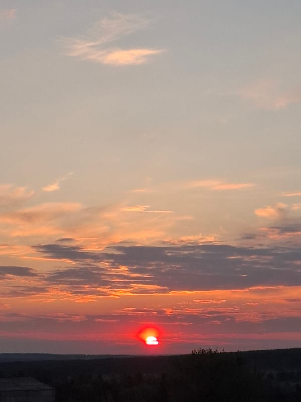 Sunset observed over Khlevnoye, Russia with colorful evening sky