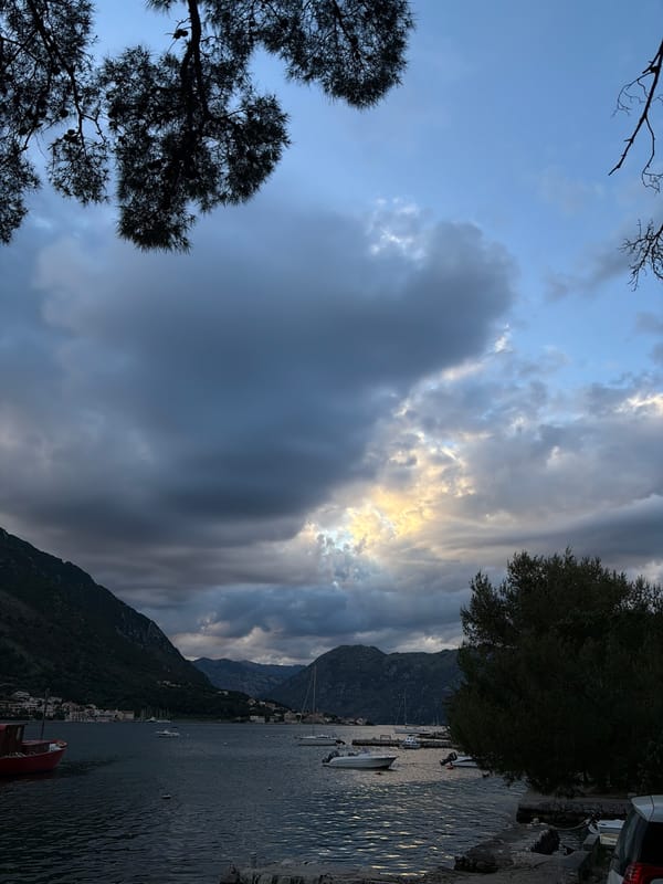 Peaceful evening captured along Montenegro's scenic Dobrota coastline