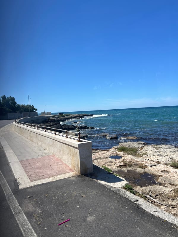 Sunny afternoon drive captured along Bari's coastal promenade