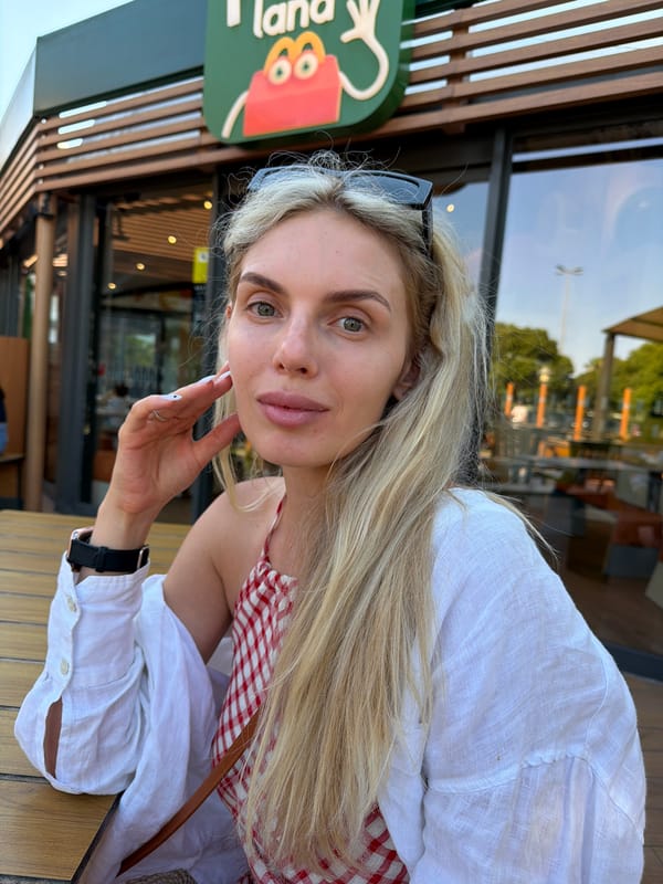 Selfie break at a McDonald's patio in Aldaia, Spain