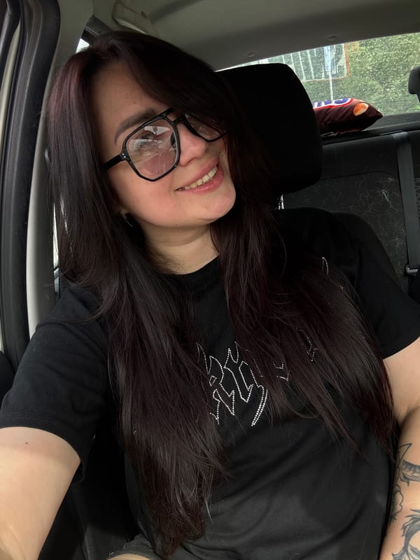 Woman waits in traffic jam with silver van, birds