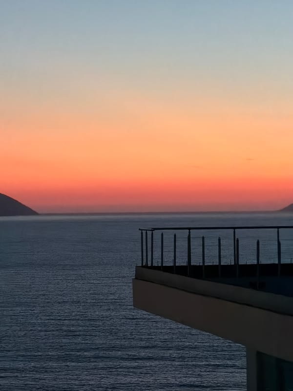 Dusk to nightfall on the Orikum coastline, Albania