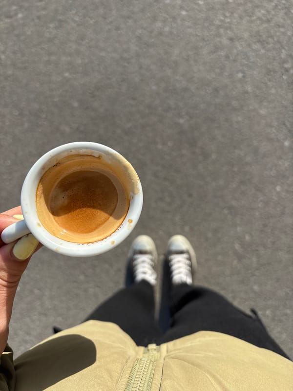 Morning espresso moment captured in Kazanlak, Bulgaria