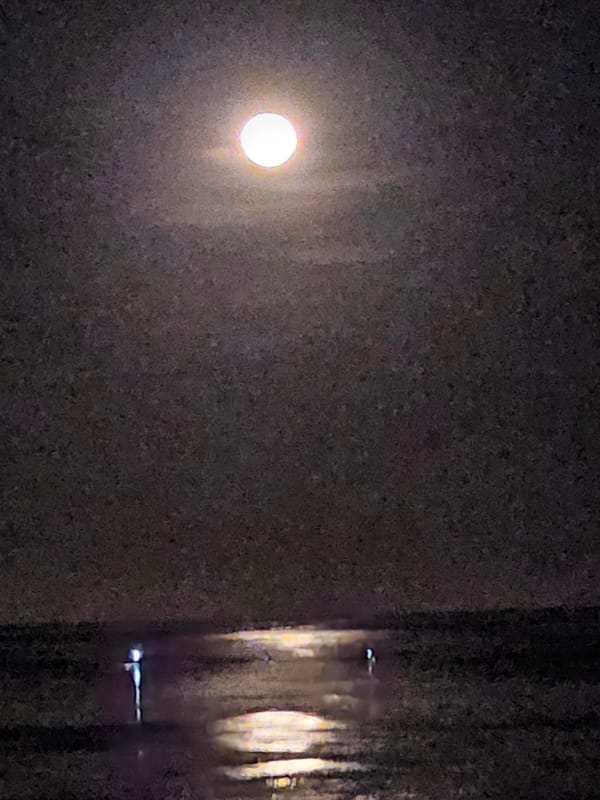 Full moon rising over the Bali coast, July 2026