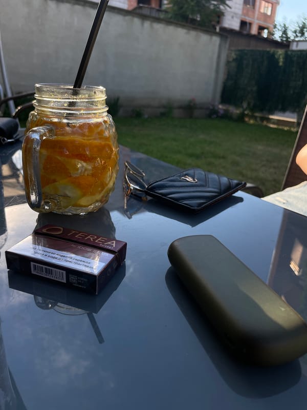 Afternoon drinks at outdoor cafe in Vidin, Bulgaria