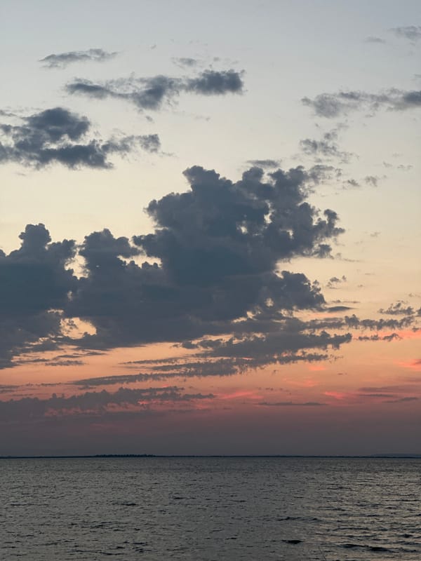 Dusk sky over a calm Kokshetau seascape