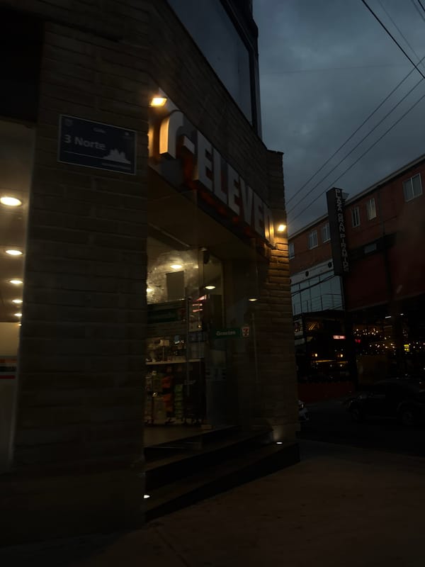 Evening street scenes captured around historic church in Cholula