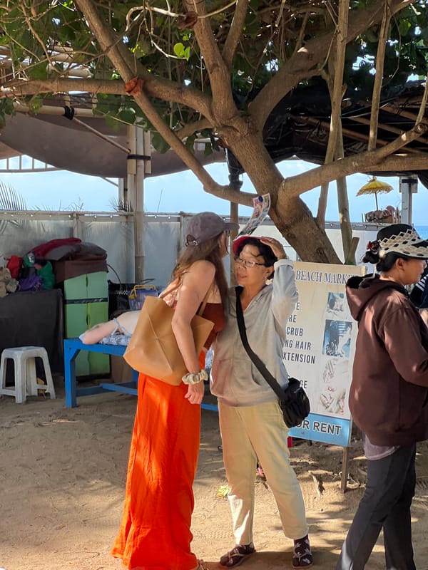 Early morning life along Denpasar's Bali beachfront