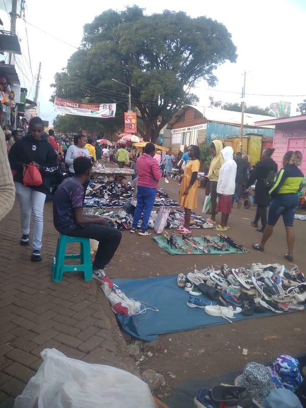 Bustling street market documented in Nyeri, Kenya afternoon