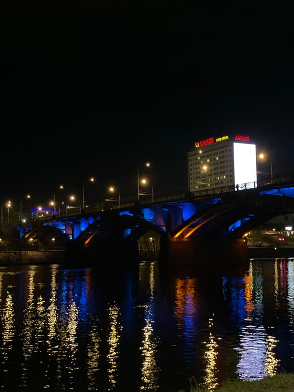 Evening scenes captured along Krasnoyarsk river and streets