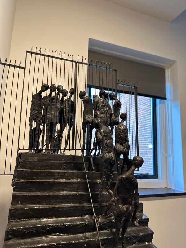 Dark abstract sculpture spotted in Amersfoort indoor space