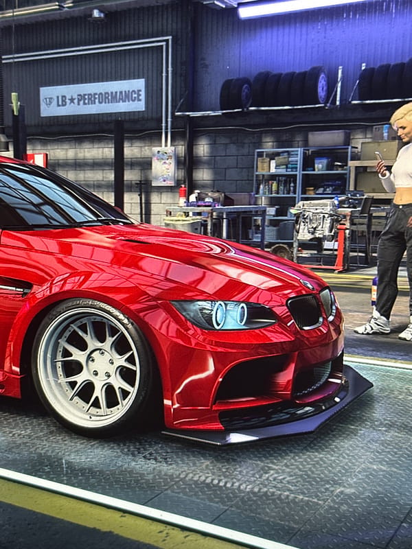 Modified red car spotted at performance shop in Bulgaria