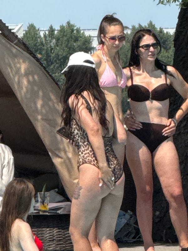 Sunny poolside hangout in Kyiv, summer afternoon