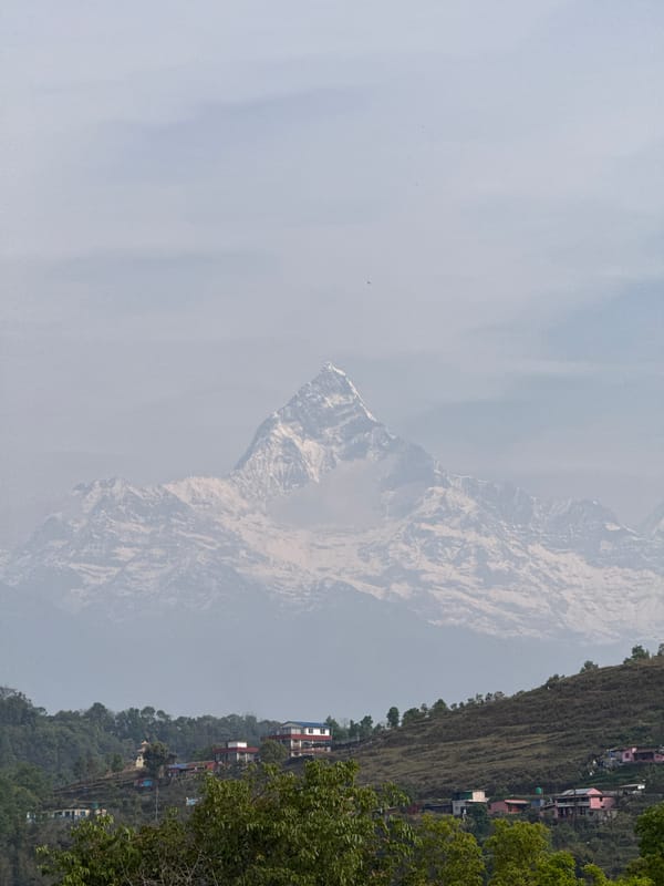 Early morning mountain viewing session documented in Pokhara, Nepal