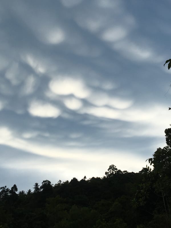 Rare mammatus clouds spotted over Ban Tai Subdistrict, Thailand