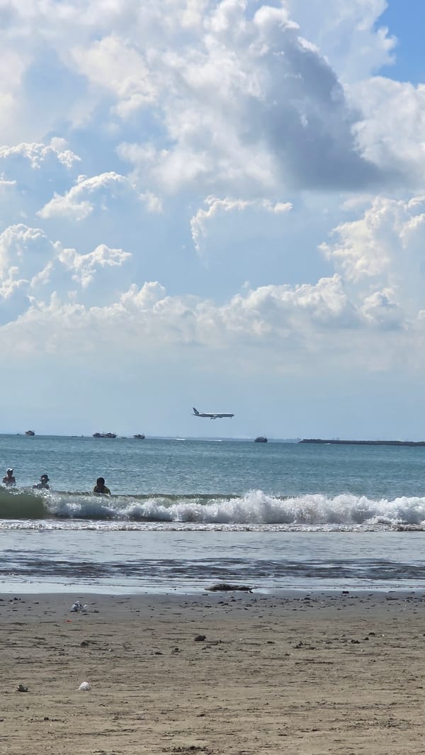 Beach scene captured in Kuta Selatan, Indonesia