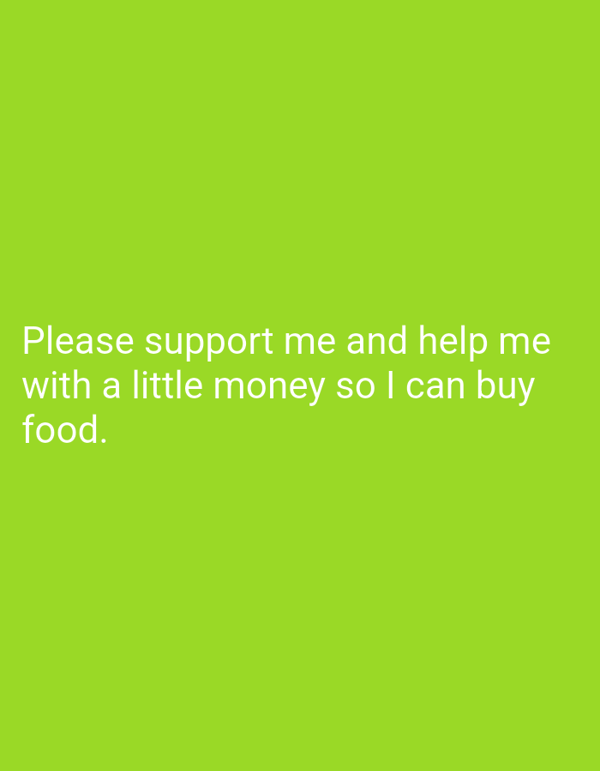 Individual displays food assistance request message