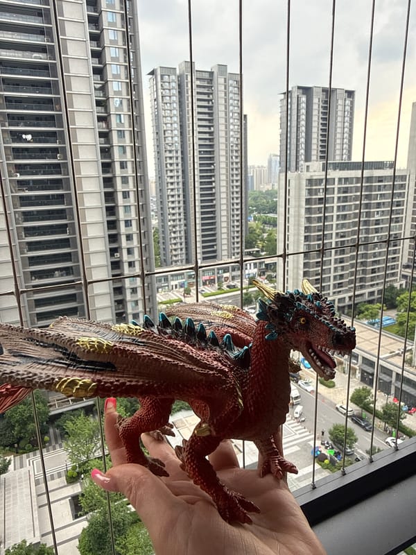 Collectible toys shown off against Yiwu's high-rise skyline