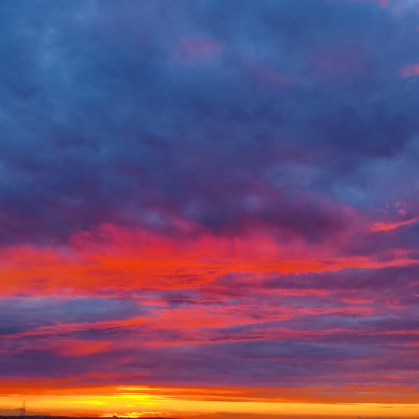 Vivid sunset sky caught from multiple angles and elevations