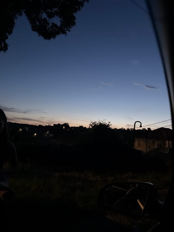 Evening car journey documented in rural Bulgarian village
